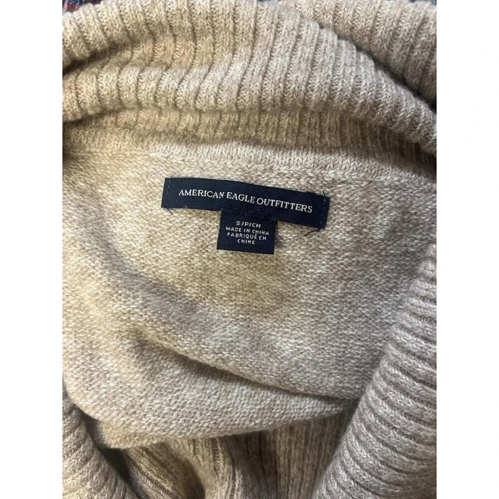 American Eagle Cozy Beige Oversized Cowl Neck Sweater Womens‎ Small Cotton blend